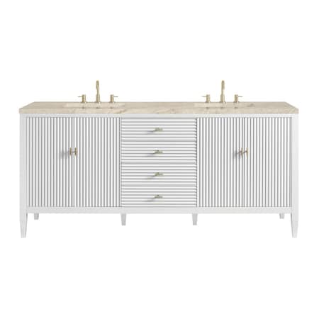 James Martin Vanities Myrrin 72" Vanity, Bright White, w/ 3 CM Tajnar Eclos Top 485-V72-BW-3TJR