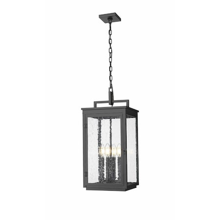 Z-Lite Hartwell 4-Light Outdoor Chain Mount Ceiling Fixture, 10 in W, Sand Black 5019CHB-BK