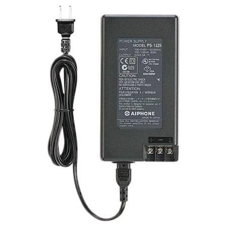 Aiphone 2.5A Power Supply, Plug-In, Black, Includes Extension Cord PS-1225UL