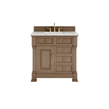 James Martin Vanities Brookfield 36 in. Single Vanity, Pecan w/3 CM Eternal Jasmine Pearl Silestone Top 547-V36-PCN-3EJP