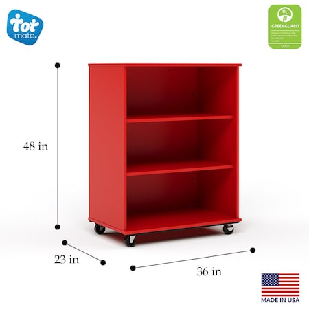 Tot Mate Mobile Wood Cabinet, Red, 36 in W x 36 in L x 48 in H x 23 in D TMM513A.M0C85