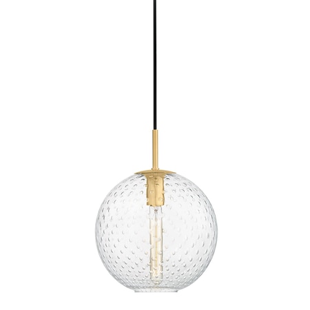 Hudson Valley Lighting Rousseau 1 Light Pendant 11.25 In. Aged Brass 2010-AGB-CL