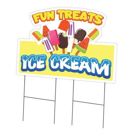 Signmission Fun Treats Ice Cream Die Cut Yard & Stake plastic window, 2436-Fun Treats Ice Cream C-DC-2436-DS-Fun Treats Ice Cream19
