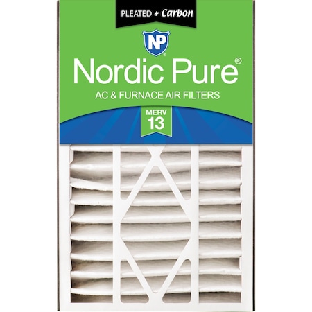 Nordic Pure 16x25x5 Plus Carbon Pleated Air Filter, High Capacity, MERV 13 16x25x5ABM13+C-1