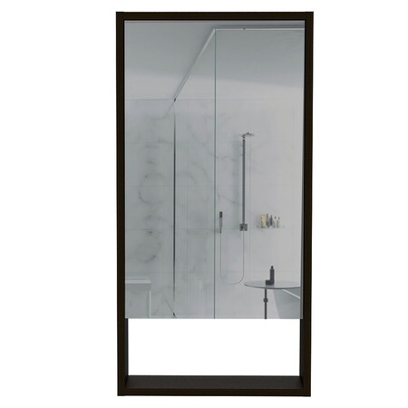 Homeroots 18" Black Wood Floating Single Door Bathroom Vanity And Medicine Cabinet With Mirror 543600