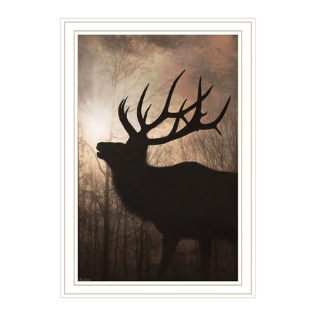 Homeroots Elk Sunrise White Framed Print Wall Art 530019