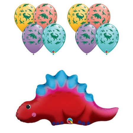 Loonballoon 21 inch CUTE & COLORFUL STEGOSAURUS, 11 inch DINOSAURS Set LB-27276-Q-P