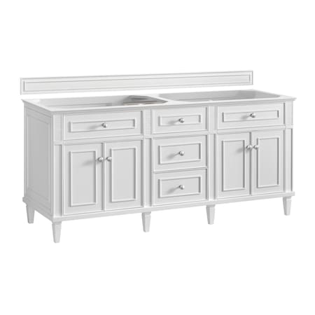 James Martin Vanities Vanity, without top, Bright White, 71.88 in W x 23.5 in D, 424-V72-M-BW