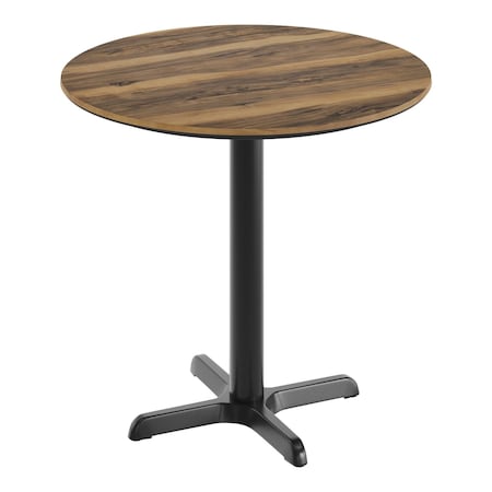 Flash Furniture Commercial 31.25" Natural HPL Tabletop with Black Table Height X Base ST-RD31-NAT-T2222-GG