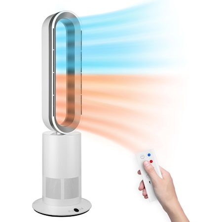 Simple Deluxe 34 Inch Bladeless Tower Fan with Remove, Heater and Fan Combo for Indoor Use, Cooling Oscillating F HIFANXBLALES34WS01