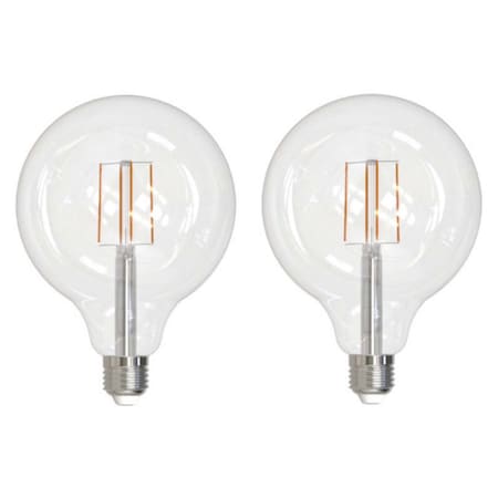 Bulbrite LED Filament, 8.5 Watt Dimmable G40 Light Bulb, Clear Glass Finish, E26 Base, 5000K, 800 Lumens, 2PK 862096