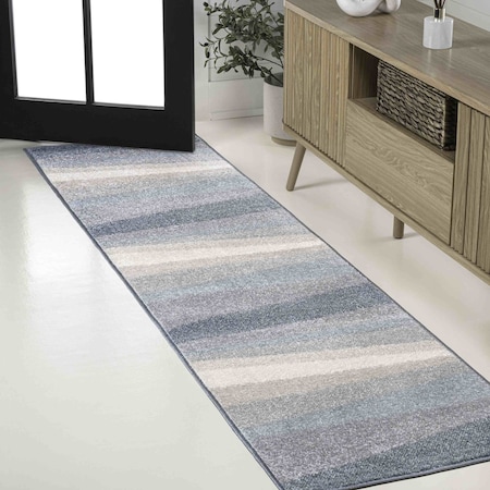 Jonathan Y Prism Geometric Striped Blue/Cream/Gray 2 ft. x 8 ft. Runner Rug DZC101D-28