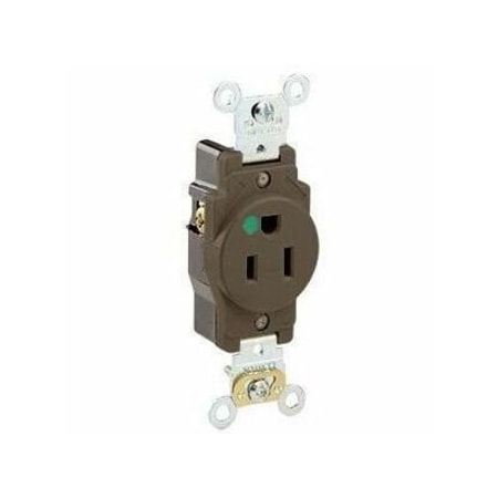 Leviton PlugsandReceptacles, 15A, 125VAC, Brn, Nylon 8210