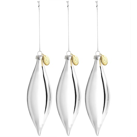 Martha Stewart Holiday Double Pointed 3 Piece Ornament Set in Silver 97144.03