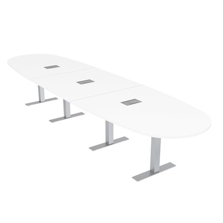 Skutchi Designs 16ft Conference Table With Power Unit | 16 Person Modular Boval Meeting Table | Harmony Series HAR-BOVL-48X192-T-W960-ESIL