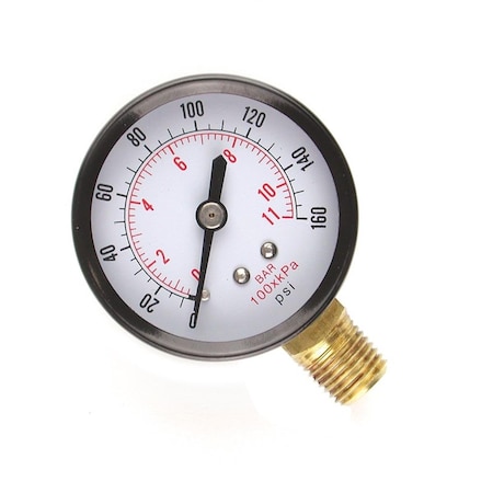 Tinkertools 160PSI Pressure Guage 0.25 in. Bottom Mounted TI1607975
