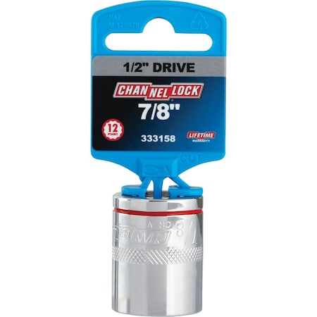Channellock 1/2'' Drive 7/8'' 12-Point Shallow Standard Socket 333158