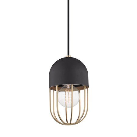 Mitzi Haley 1 Light Pendant 5.5 In. Aged Brass/Black H145701-AGB/BK
