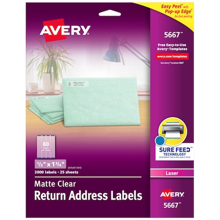 Avery Matte Clear Return Address Label, PK2000 5667