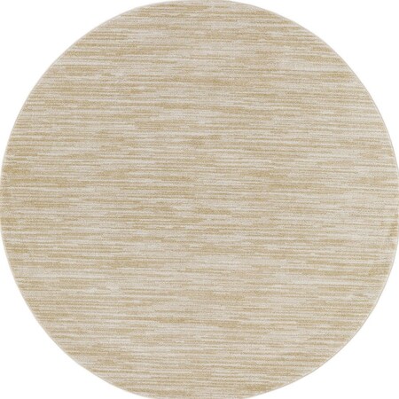 Homeroots 8' Ivory And Gold Round Abstract Indoor Outdoor Area Rug 572568
