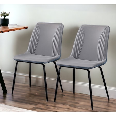 Homeroots Set of Two Gray and Black Upholstered Faux Leather Dining Side Chairs 535352