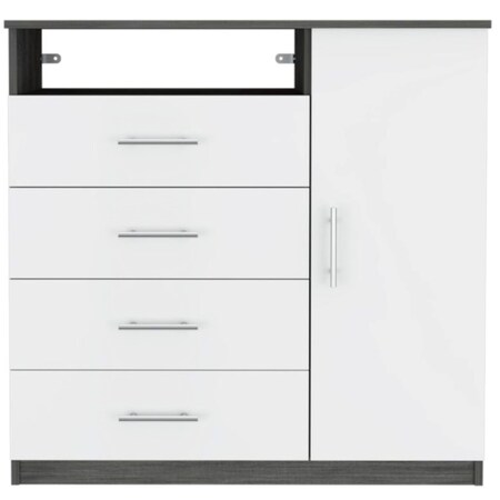 Homeroots 36" Gray and White Four Drawer Dresser 477775