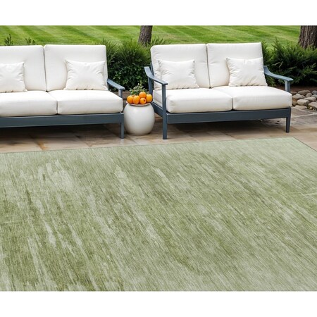 Homeroots 10' X 14' Artichoke Green And Fern Green Abstract Washable Indoor Outdoor Area Rug 587625