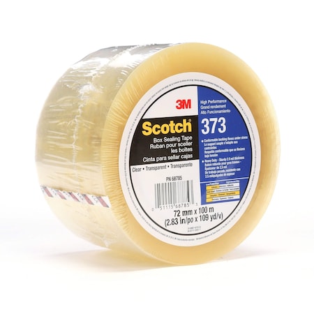 Scotch Carton Sealing Tape, 2.5 mil Thick, 3 in W x 100 m L, 3 in Core Dia., Clear 373