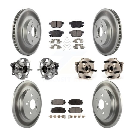 Transit Auto Front Rear Hub Bearing Coated Disc Brake Rotor & Pads Kit 10Pc For Toyota Prius Plug-In KBB-112789