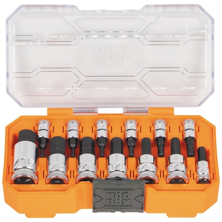 Klein Tools 1/4 in, 3/8 in, 1/2 in Drive Bit Socket Set, SAE, 13 pcs 65213HEX