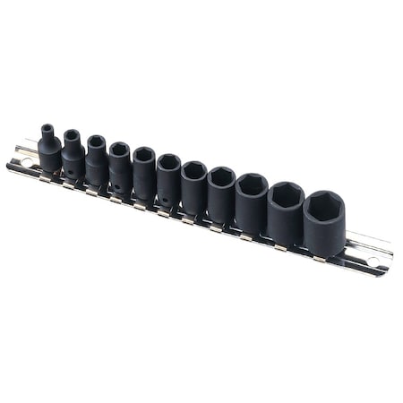 Genius Tools 11PC 1/4in Dr. SAE Impact Sockets Set TF-211S