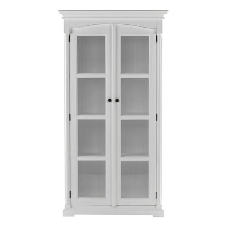 Homeroots 39" Off White Solid Wood Frame Curio Cabinet With Glass Doors 523200