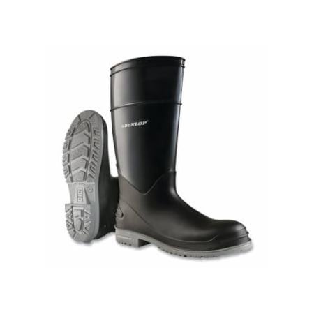 Dunlop Protective Footwear PolyGoliath Rubber Boots, Plain Toe, Men's 6, 16 in Boot, Polyblend/PVC, Black/Gray 868-8968000.06