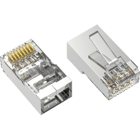 Axiom RJ45 CAT6 SHIELDED FEED-THRU PLUG SOLID/STRANDED WIRE 50 MICRON 100-PK RJ45C6SF100-AX