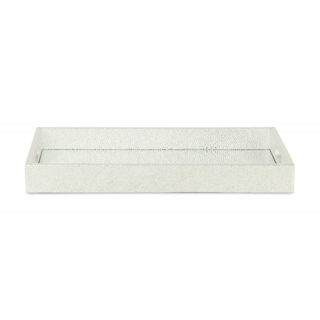 Homeroots 16in Silver Rectangular Wood Handmade Tray With Handles 483293
