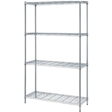 Quantum Storage Systems Wire Shelving Unit, 18"D x 48"W x 72"H, 4 Shelves, Chrome RWR72-1848LD