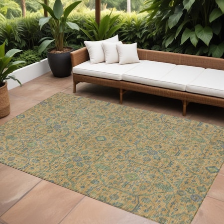 Homeroots 10' X 14' Orange Blue And Green Floral Washable Indoor Outdoor Area Rug 604630