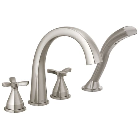 Delta Stryke Roman Tub Trim with Hand Shower in Lumicoat Stainless T47776-SS-PR