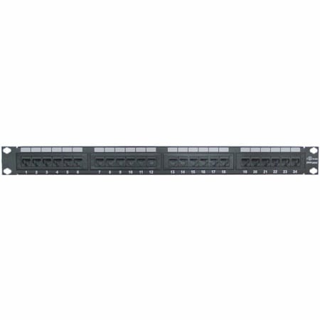 Cable Wholesale Rackmount 24 Port Cat6 Patch Panel, Horizontal, 110 Type, 568A & 568B Compatible, 1U 69BK-06024