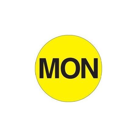 Bubblefast 1'' Circle - ''MON'' Fluorescent Yellow Days of the Week Labels BFDL6501