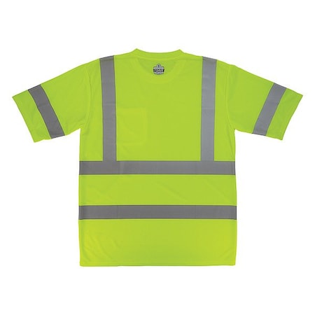Ergodyne Hi-Vis Shirt, 4XL, Lime, Short Sleeve 22038