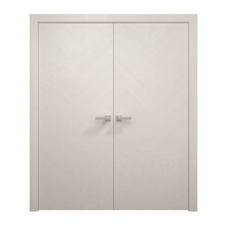 Sartodoors Interior Solid French Double Doors 64 x 80 inches, Ego 5005 Painted White Oak, Wood Interior Solid EGO5005DD-PWO-64