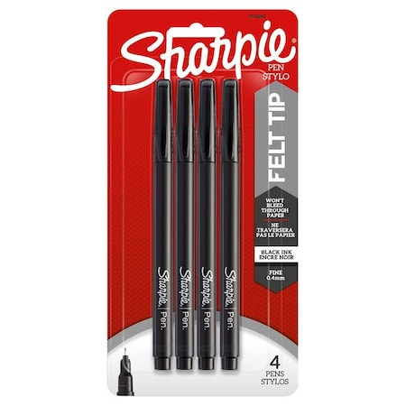 Sharpie Pen, 0.4 mm, Felt, Fine, Black, Contoured 1742661
