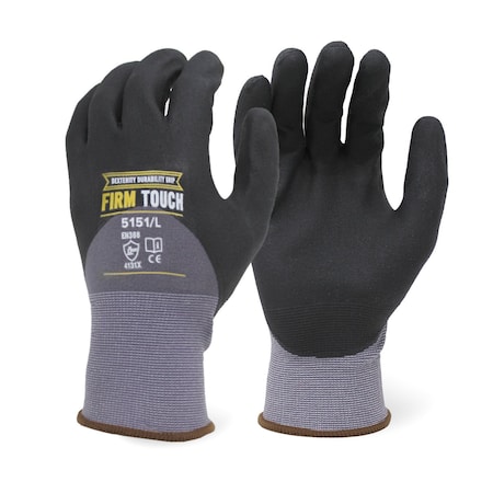 Firm Touch 15G Grey Nitrile Micro Foam 3/4 Coated Gloves, Durable, Comfort S, 12PK 5151 S