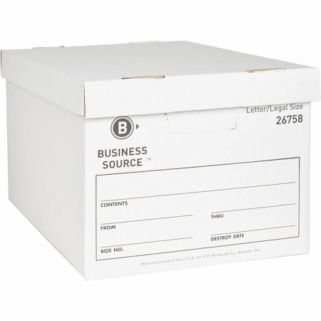 Business Source File Box, Wht, Corrugated Fiberboard, PK12 BSN26758