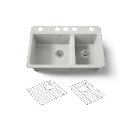 Kohler Riverby 33" undermount double-bowl kitchen sink 8669-5UA1-FF