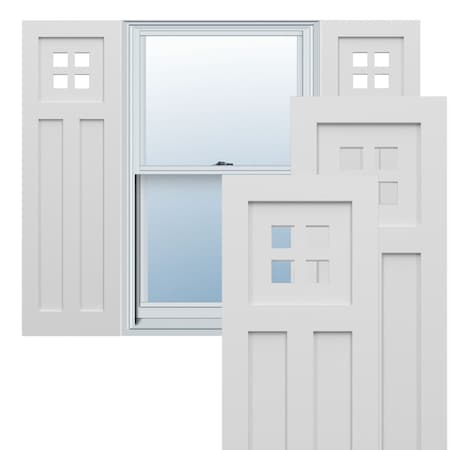 Ekena Millwork True Fit PVC San Antonio Mission Style Fixed Mount Shutters, White, 12W x 68H, PR TFP001ST12X068WH