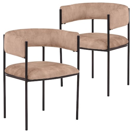 Leisuremod Cyril Collection Modern Chair in Light Brown Velvet, 2PK CDC22LBR2