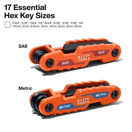 Klein Tools Hex Key Set, Compact Folding, SAE/Metric 70542