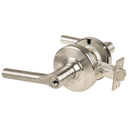 Schlage Grade 2 Office Cylindrical Lock with Field Selectable Vandlgard, Broadway Lever, Satin Nickel ALX50P BRW 619